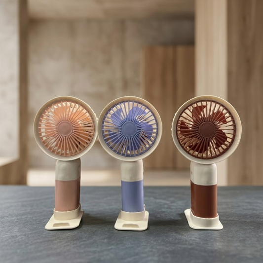 Mini Rechargeable Handheld Fan with Mobile Stand | Portable USB Cooling Fan
