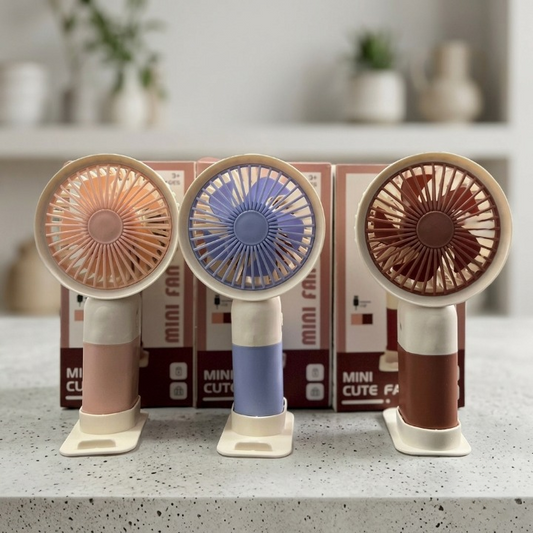 Mini Rechargeable Handheld Fan with Mobile Stand | Portable USB Cooling Fan